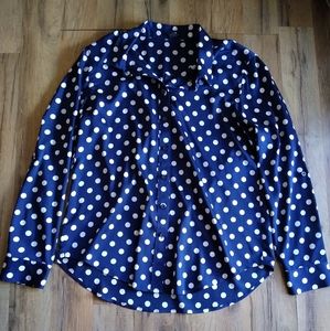 Ann Taylor Polka Dot Button Down Blouse